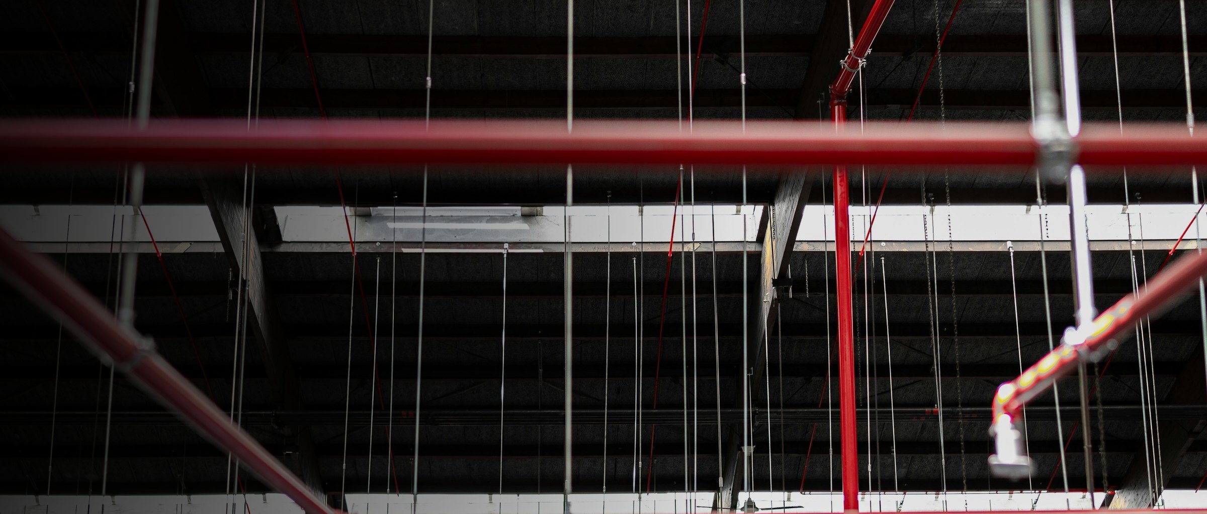 Fire sprinkler piping in a commercial building
